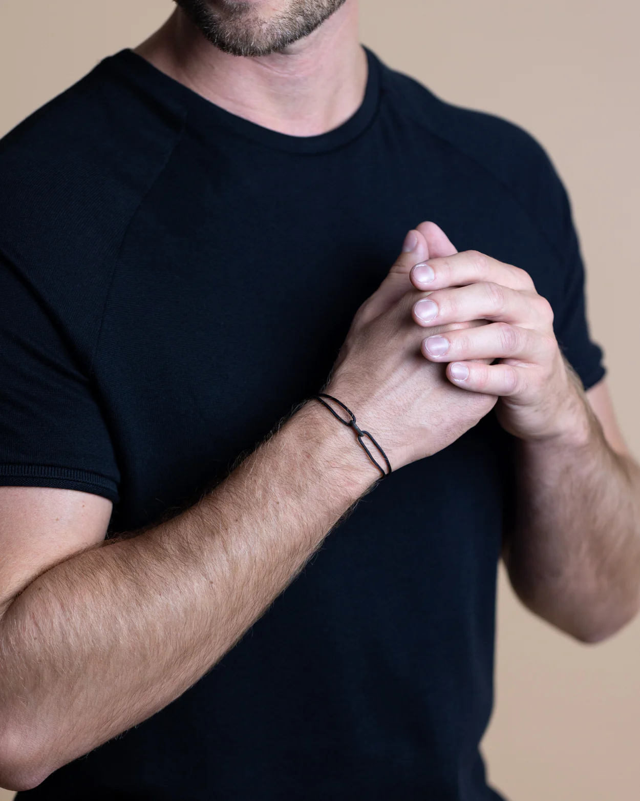 Black nylon bracelet with a black infinity sign - Image 3