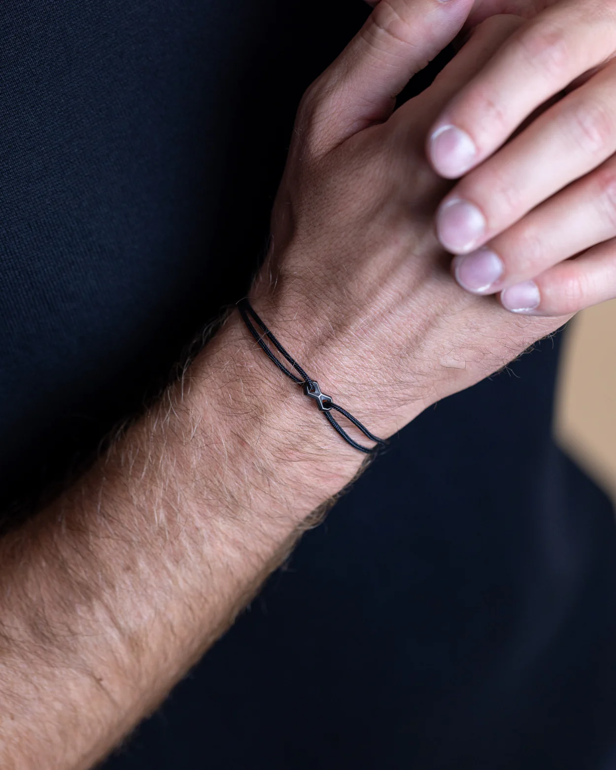 Black nylon bracelet with a black infinity sign - Image 4