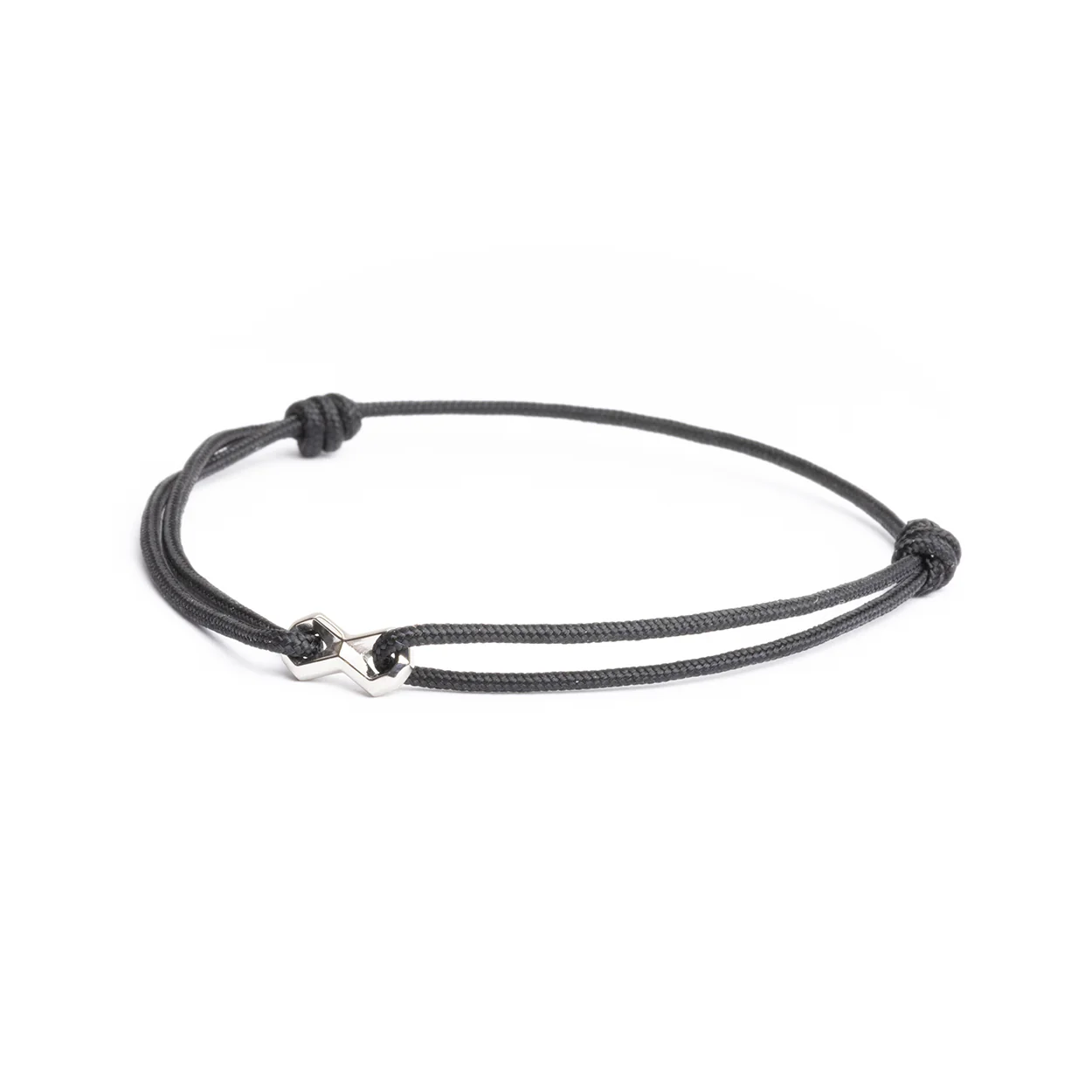 Black nylon bracelet with a silver infinity sign - Image 5
