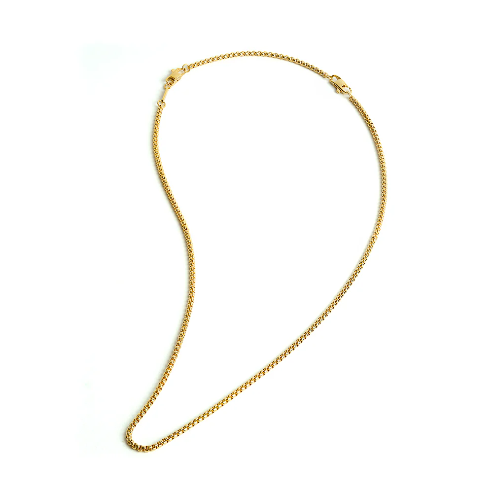 3mm Box chain necklace with a gold-plated finish - Image 4