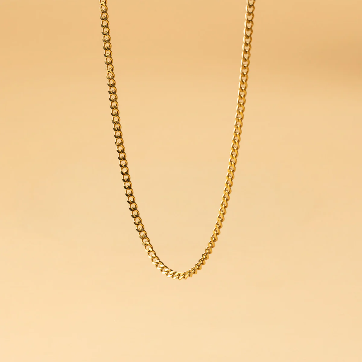 3mm cuban necklace in stainless steel with gold-plated finish