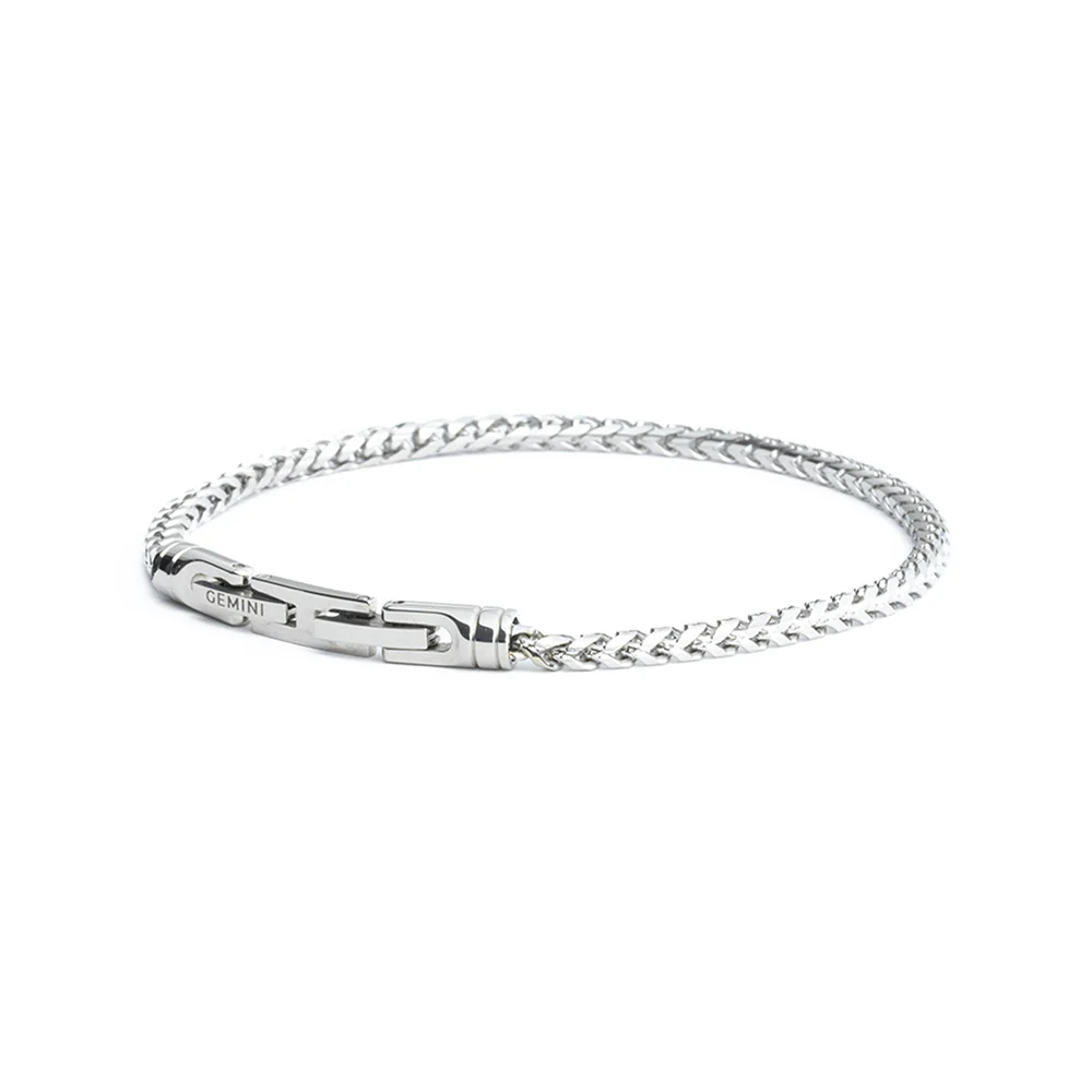 3mm foxtail bracelet in stainless steel with silver finish - Image 5