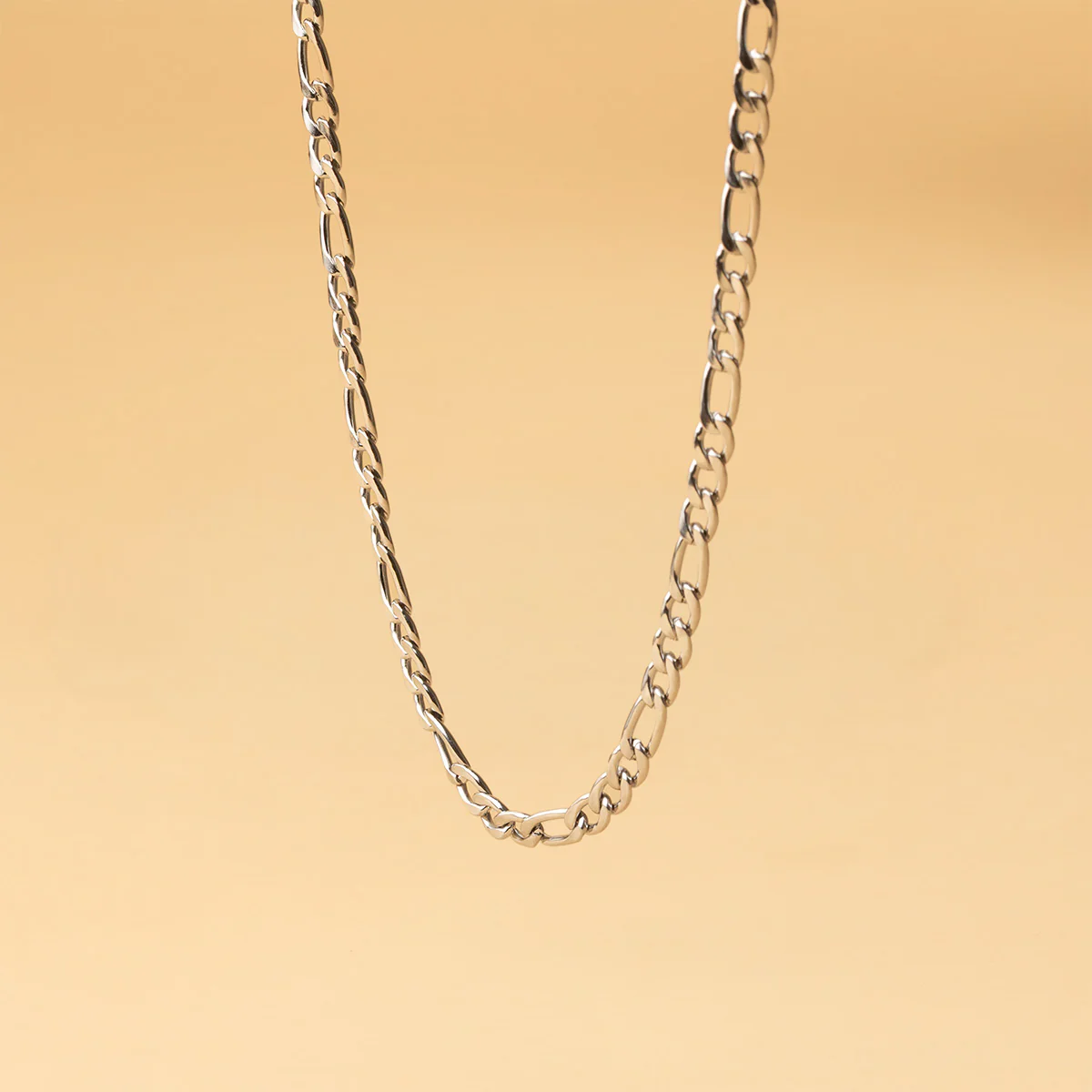 5mm figaro necklace in stainless steel with silver finish - Image 2
