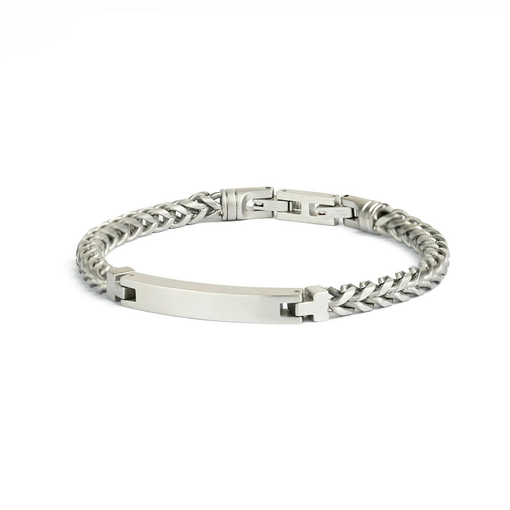 5mm foxtail bracelet in stainless steel with silver finish - Image 4