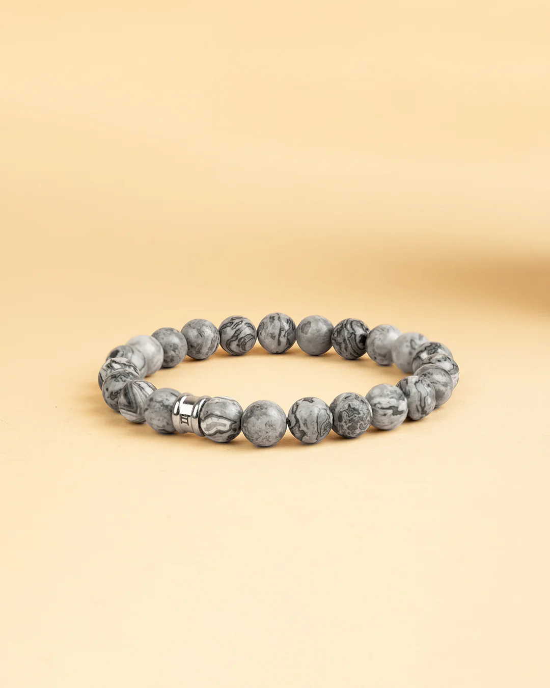 Bracelet with 8mm grey Jasper stone