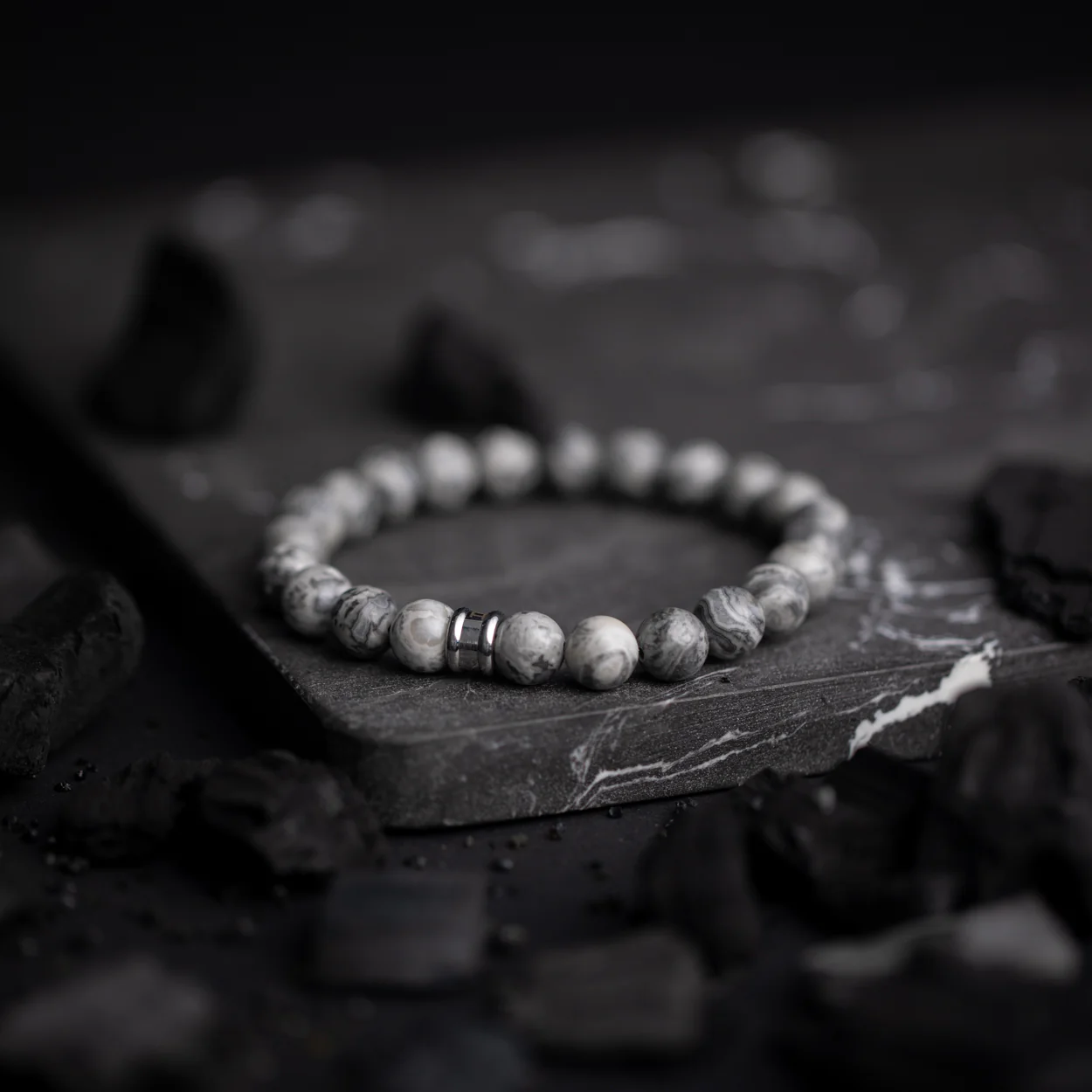 Bracelet with 8mm grey Jasper stone - Image 3