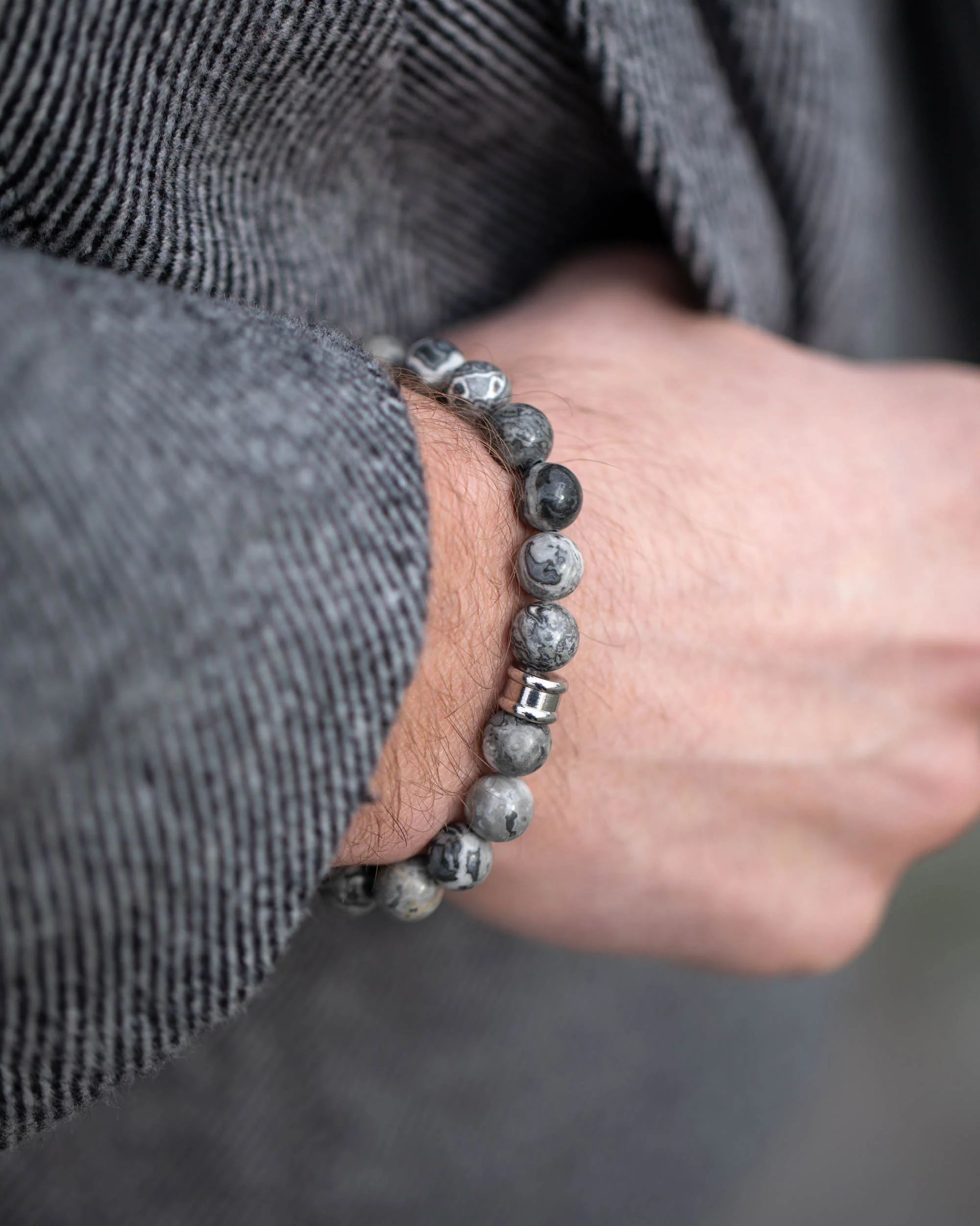 Bracelet with 8mm grey Jasper stone - Image 5