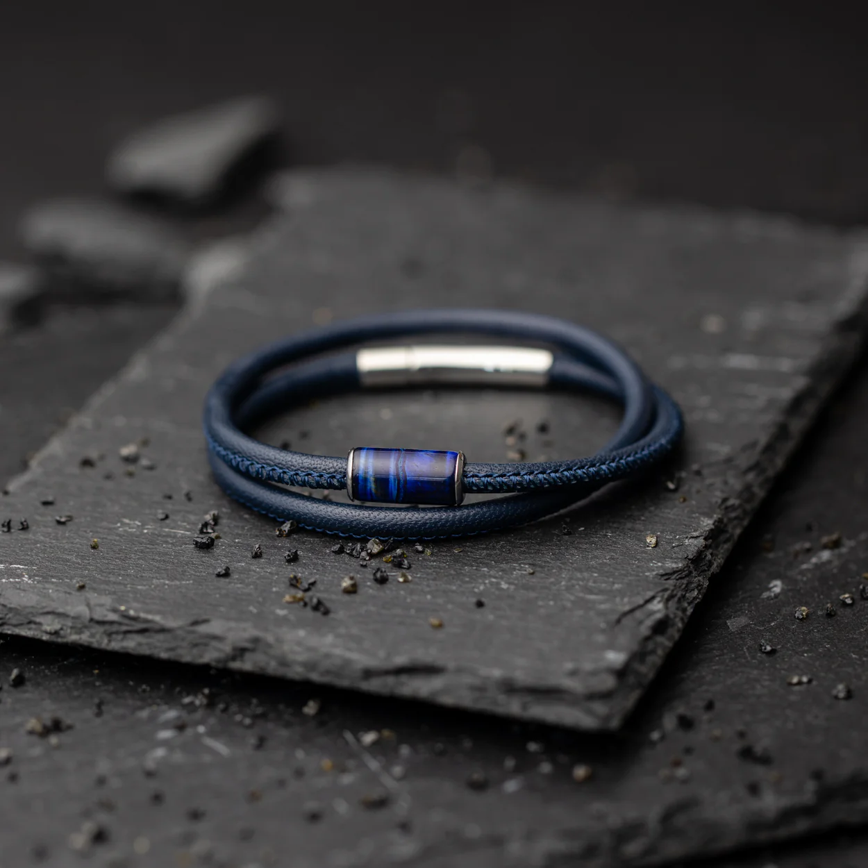 4mm Nappa leather bracelet with custom Tiger Eye stone - Image 4