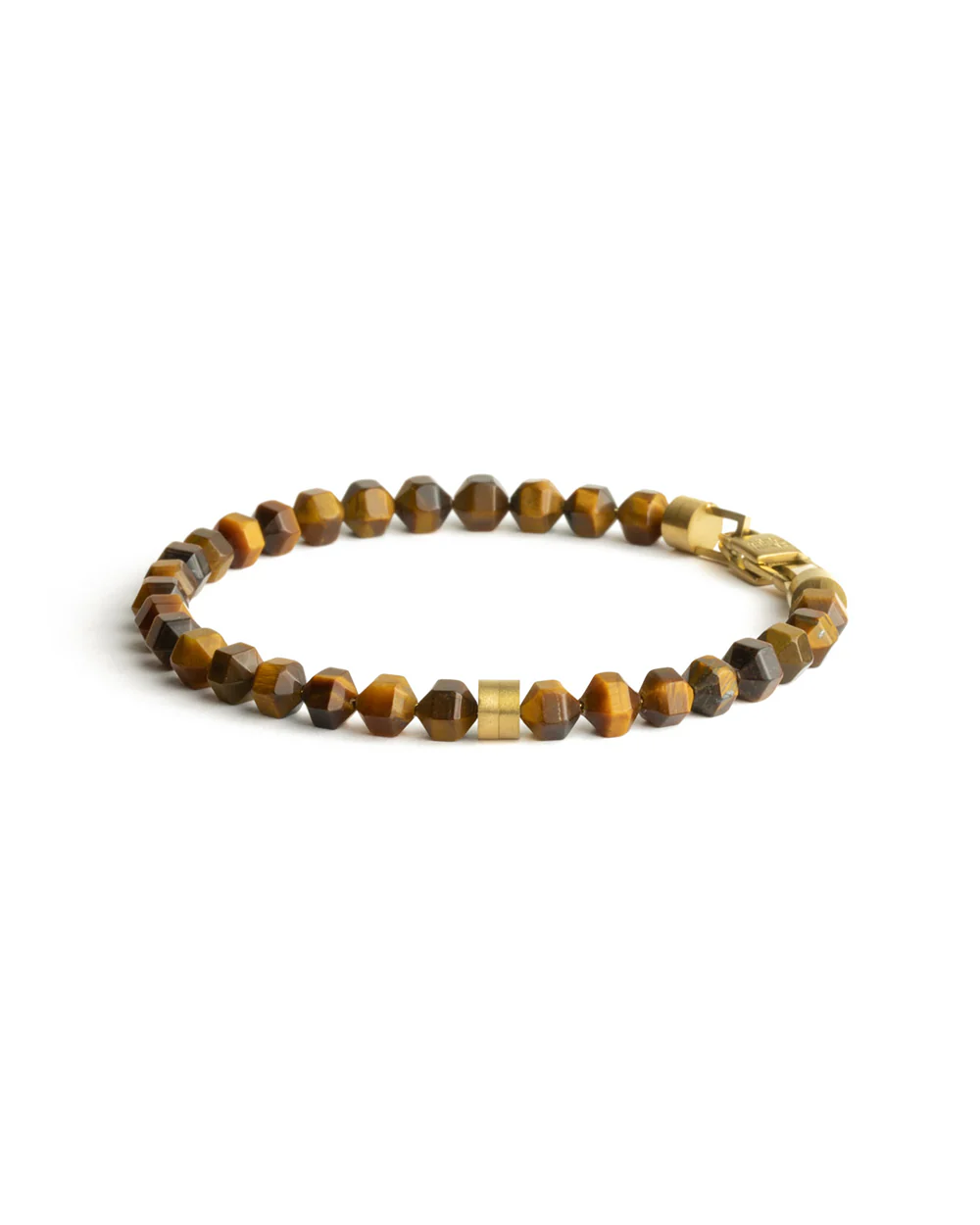 Bracelet with 6mm Tiger Eye stone and titanium element - Image 4