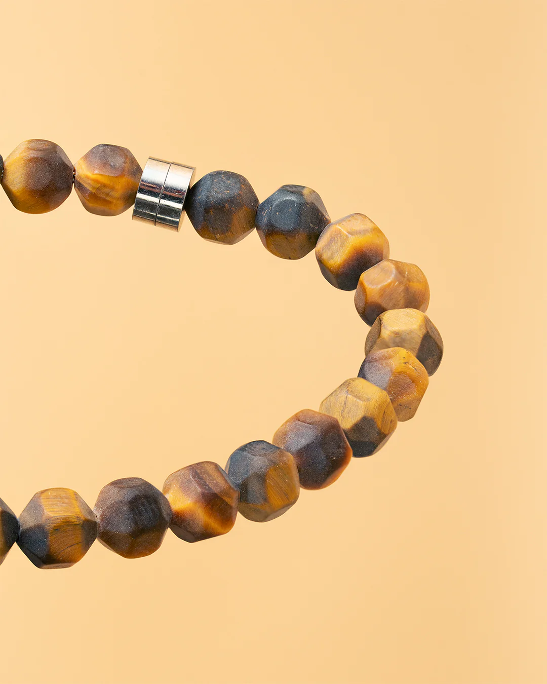 Bracelet with 6mm matte Tiger Eye stone and titanium element - Image 3
