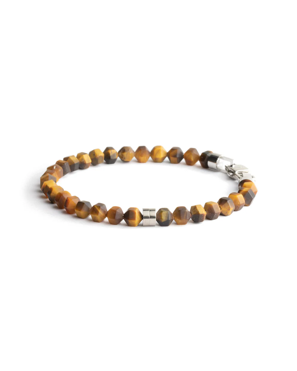 Bracelet with 6mm matte Tiger Eye stone and titanium element - Image 4