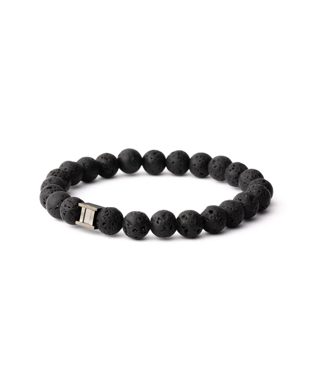 Bracelet with 8mm Black Lava stone and black spacer - Image 4