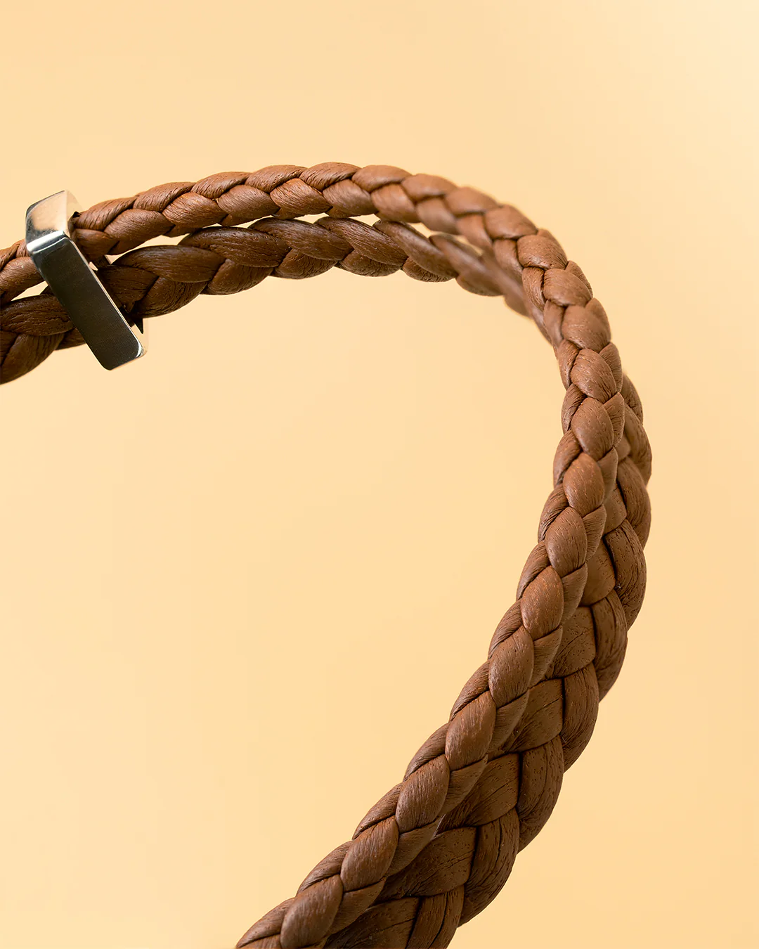 Double light brown Italian nappa leather bracelet with silverplated finish - Image 2
