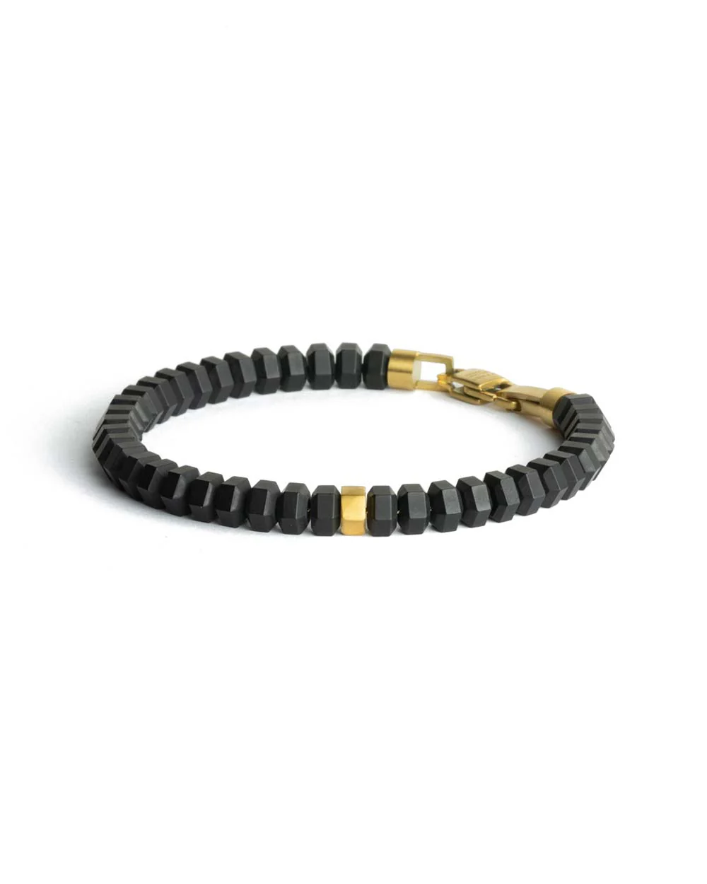 Exclusive bracelet with hand-cut black Agate stone and 18k gold plating - Image 5