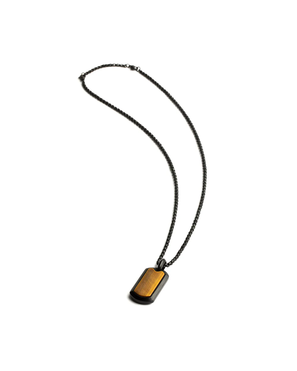 Full titanium necklace with black finish and Tiger Eye stone - Image 4