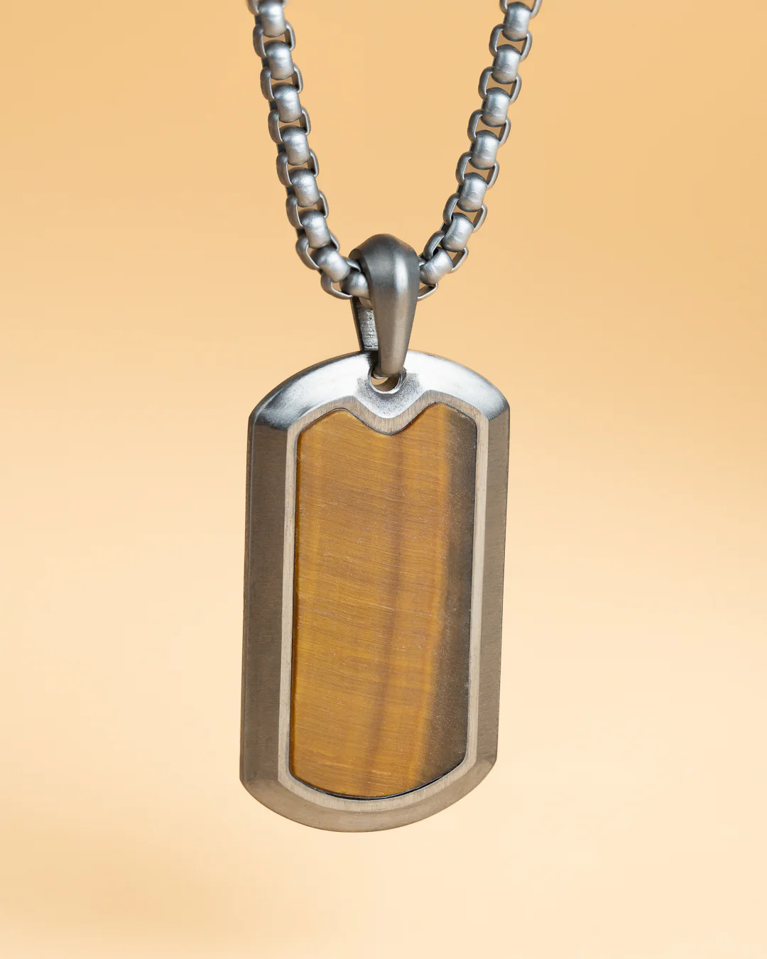 Full titanium necklace with Tiger Eye stone - Image 3