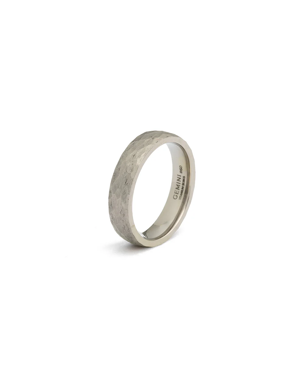 5mm Titanium ring with faceted grey finish - Image 5