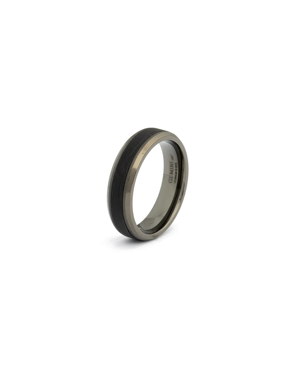 6mm Black Titanium ring with forged Carbon - Image 3