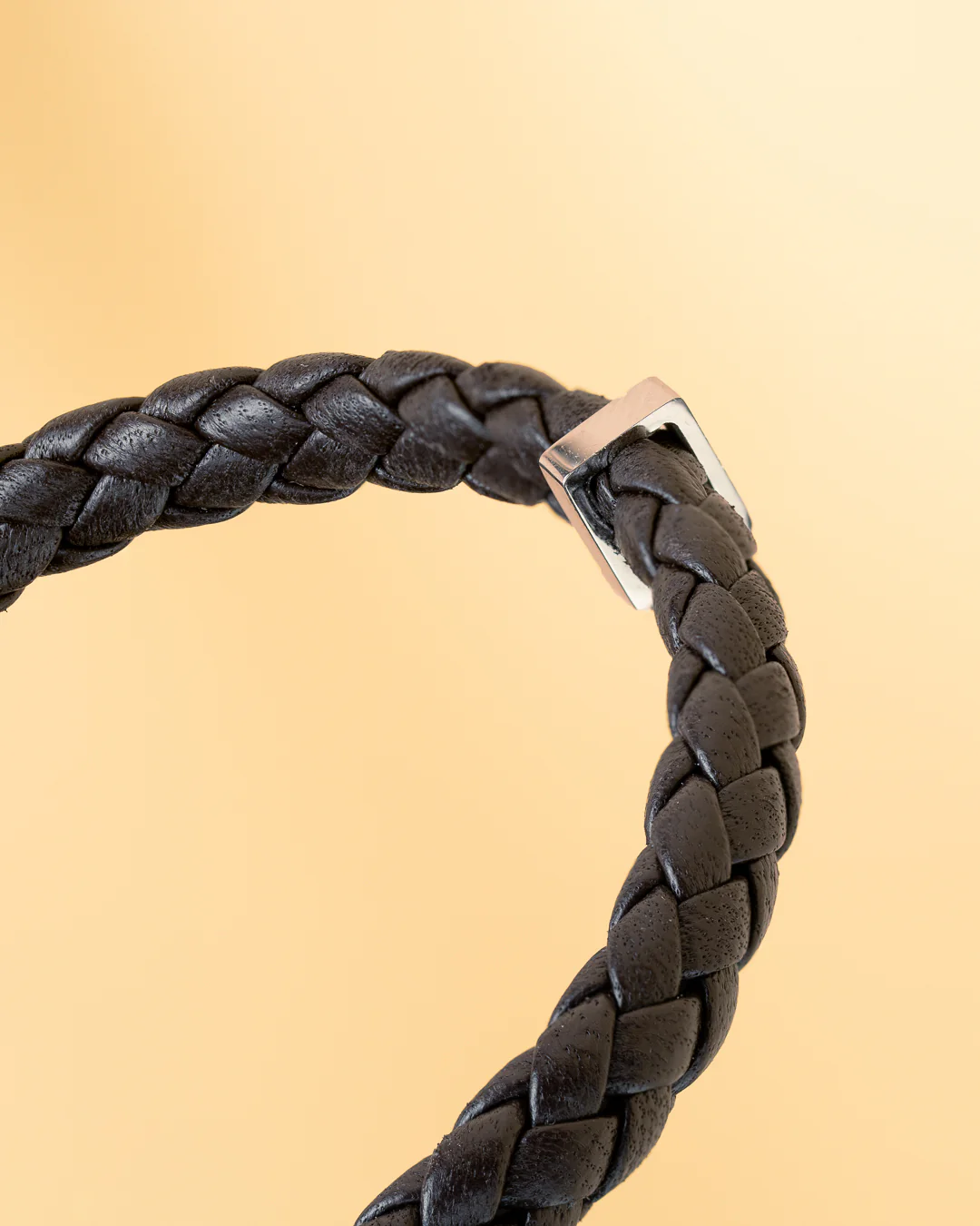 Single brown Italian nappa leather bracelet with silverplated finish - Image 4