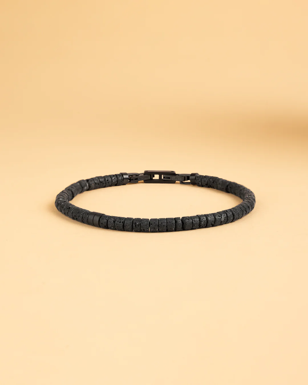 2mm Bracelet with black Lava stones and titanium element