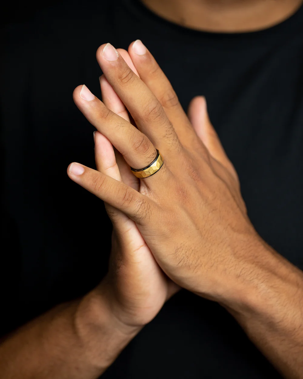 8mm Titanium ring with black & gold finish - Image 3