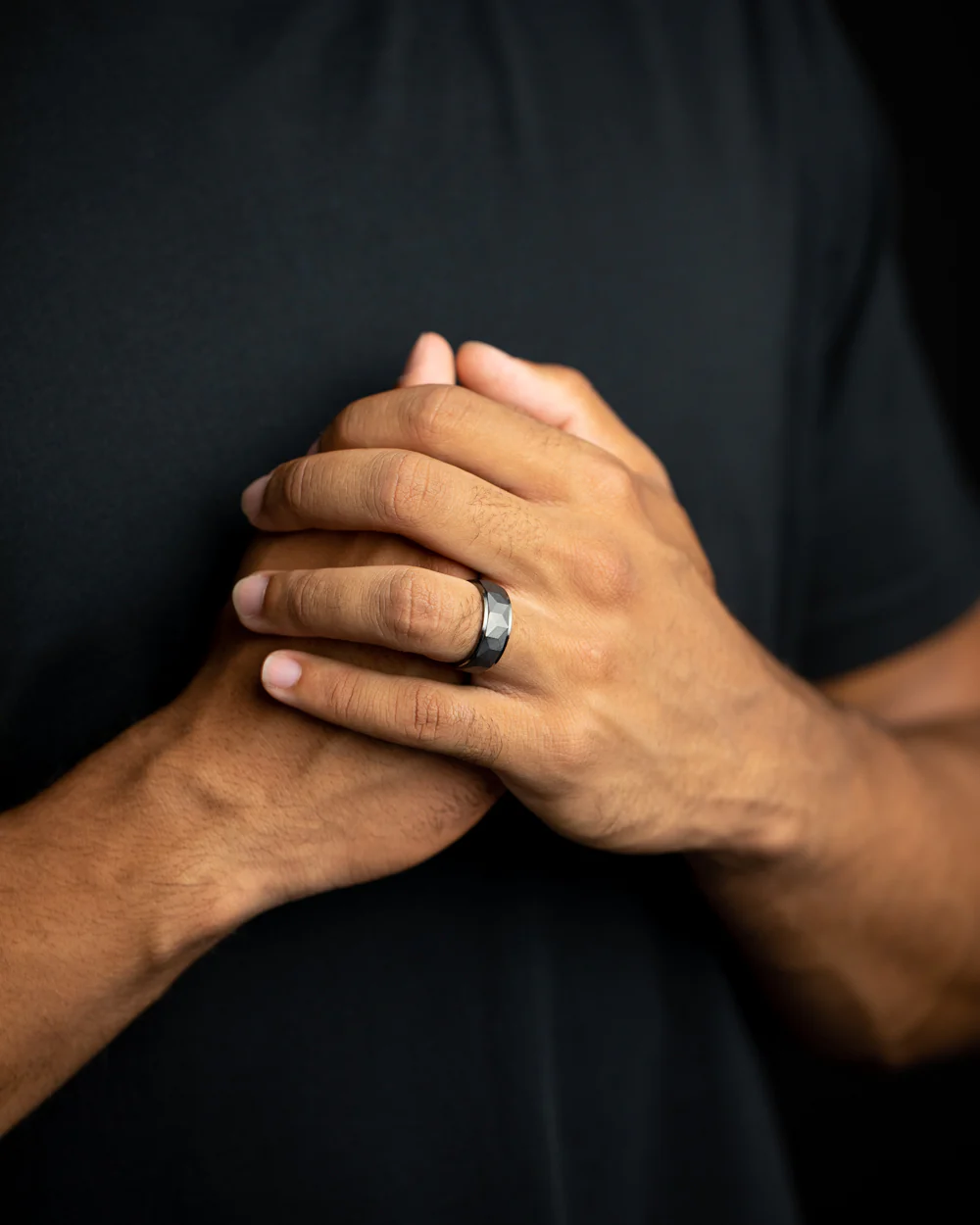 8mm Titanium ring with black on black finish - Image 3