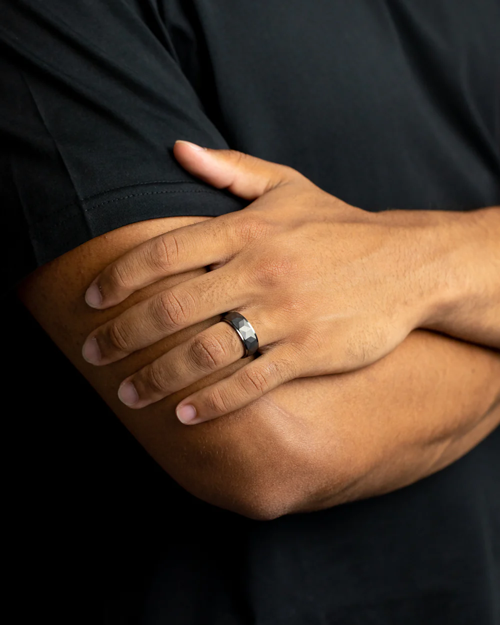 8mm Titanium ring with black on black finish - Image 4