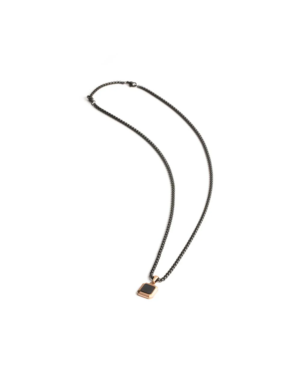 Titanium/Steel necklace with a bronze finish and Black Agate stone - Image 4