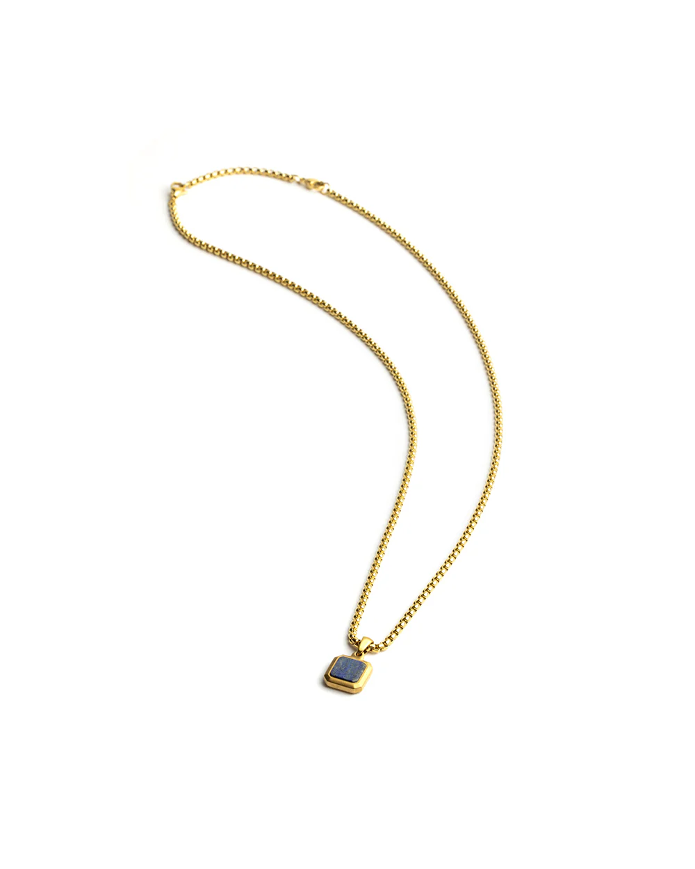 Titanium/steel necklace with an 18kt gold finish and Lapis Lazuli stone - Image 4
