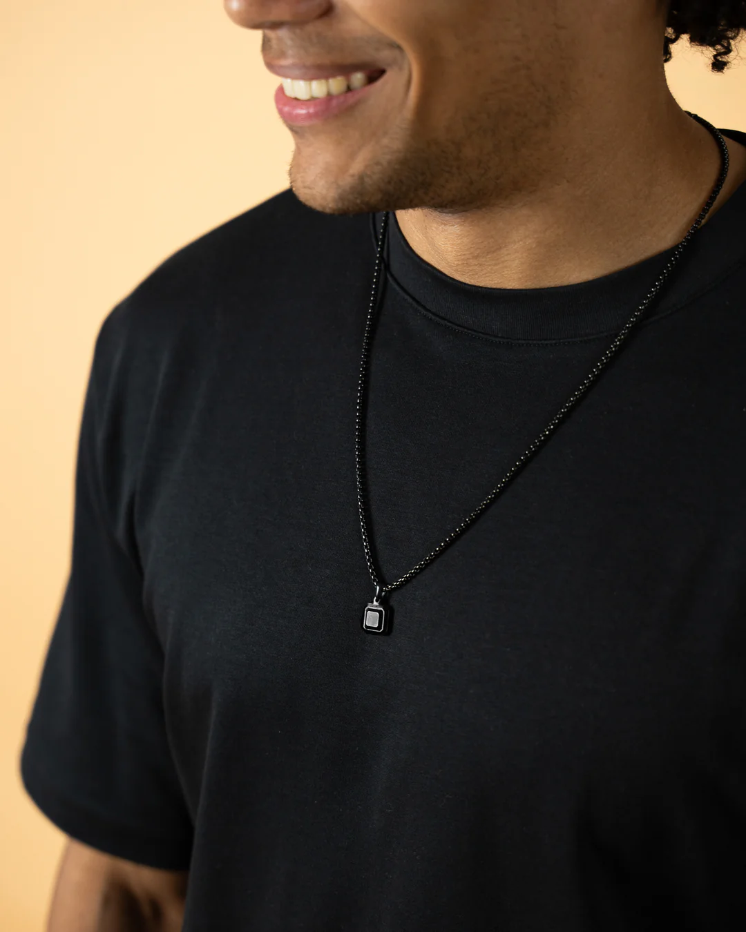 Titanium/Steel necklace with Black Agate stone - Image 3