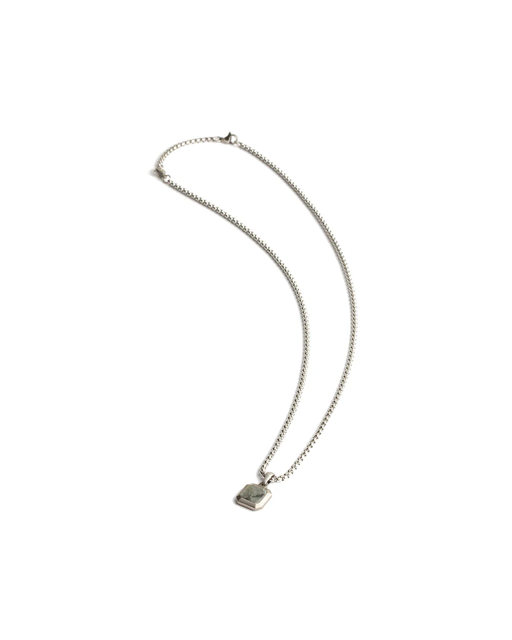 Titanium/Steel necklace with Grey Larvikite stone - Image 4